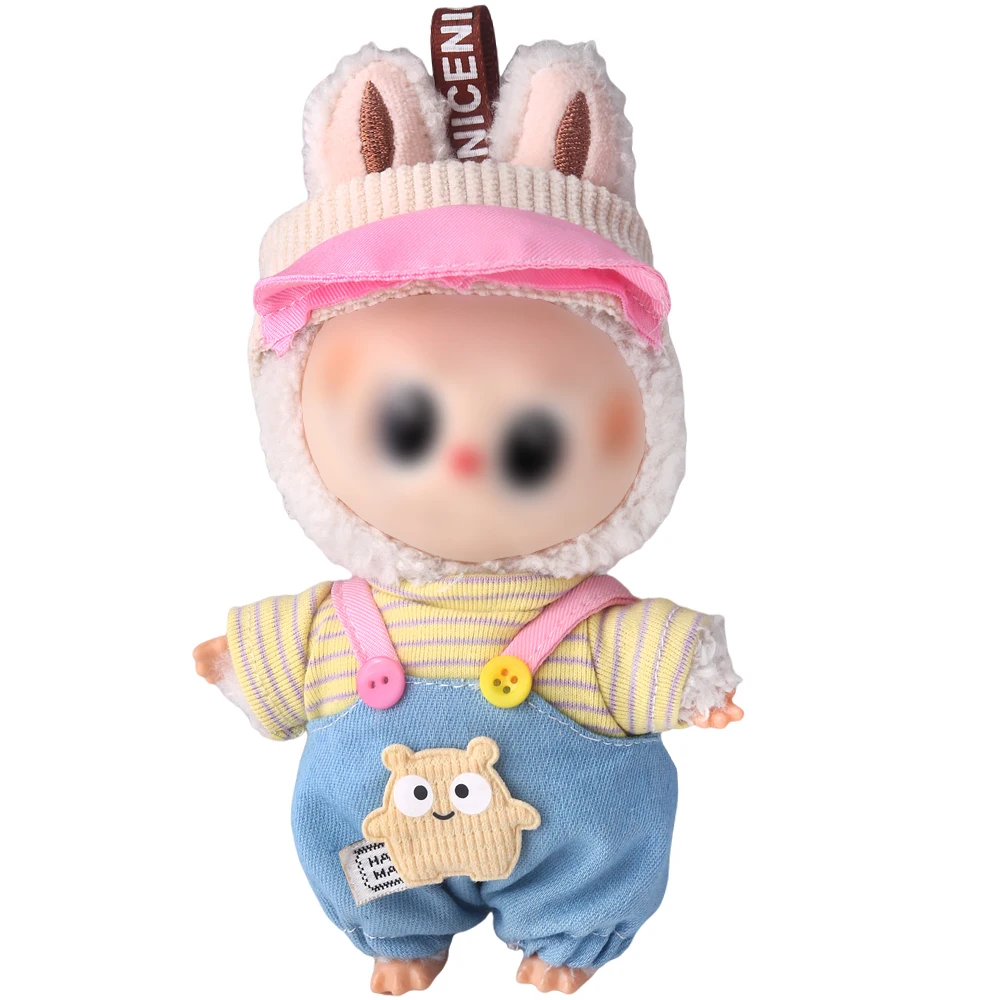 17cm 인터넷 스타 라부부 의상 귀여운 오버올 의상 한국 K팝 엑소 아이돌 슈트 의류 어린이 장난감 액세서리