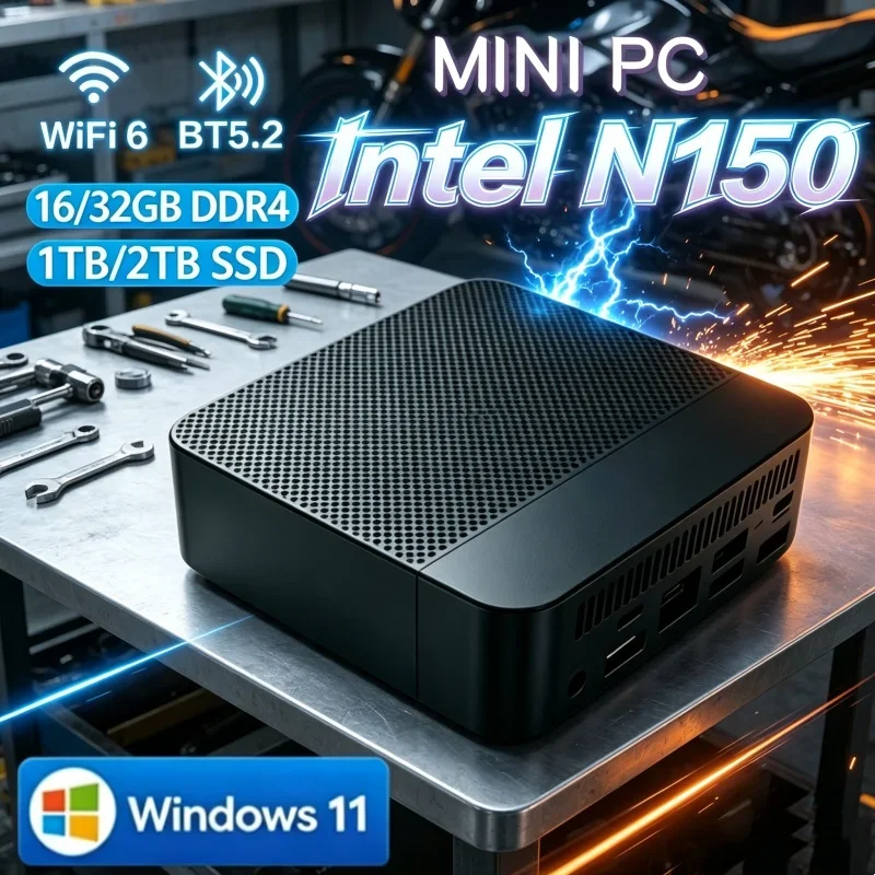 2026 Potent Core N150 MINI PC Windows 11 Smooth Touch Pocket Sized Workstation RAM 1TB SSD WIFI 6 BT5.2 4K HD Mini Gaming