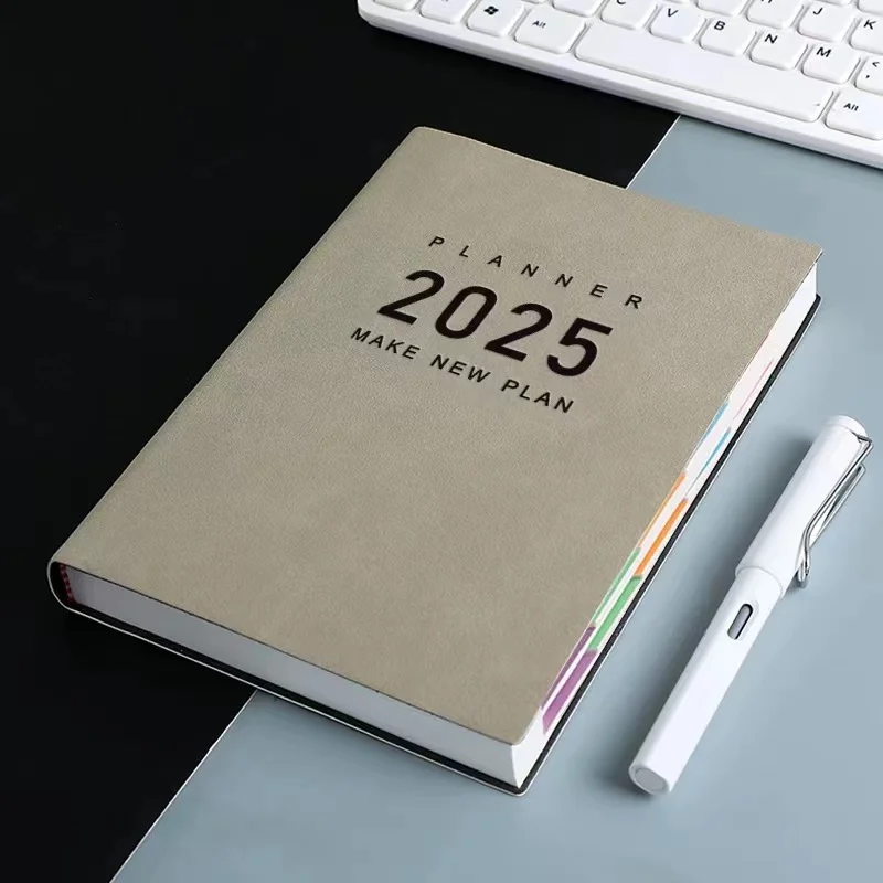 2025 Agenda Book lingo A5 Leather Cover Daily Weekly Planner Students Notebook