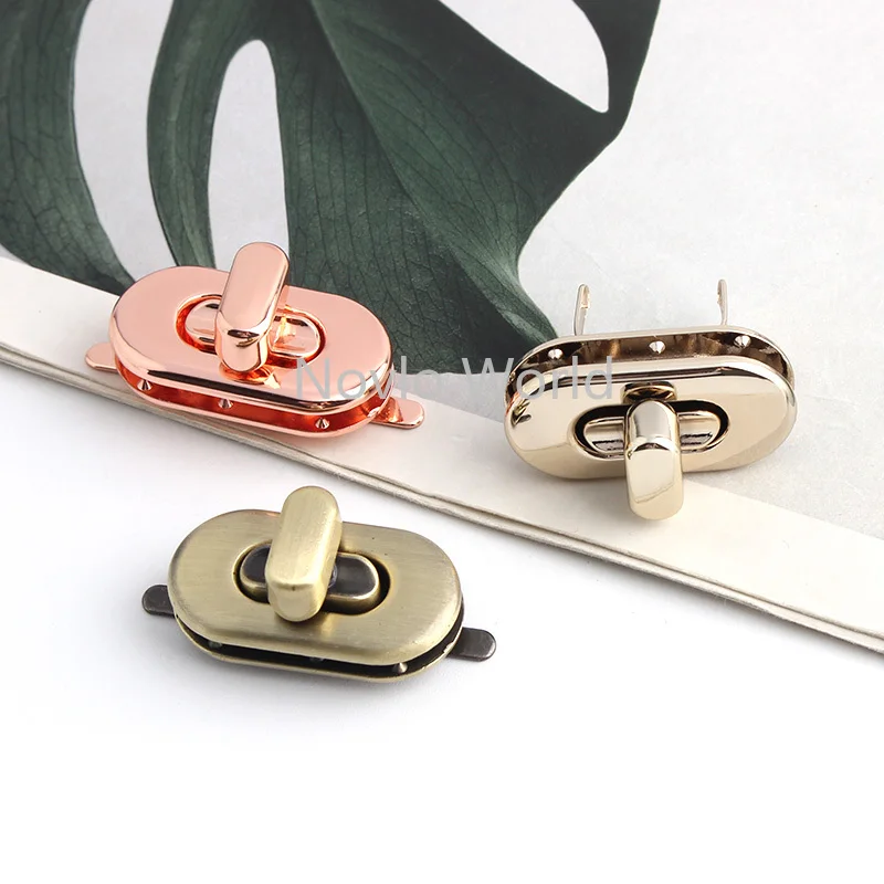 5-10-30Sets Metal Oval Clasp Twist Turn Locks For Leather Bags Handbags Shoulder Purse Buckles Closure Lock Hardware Accessories