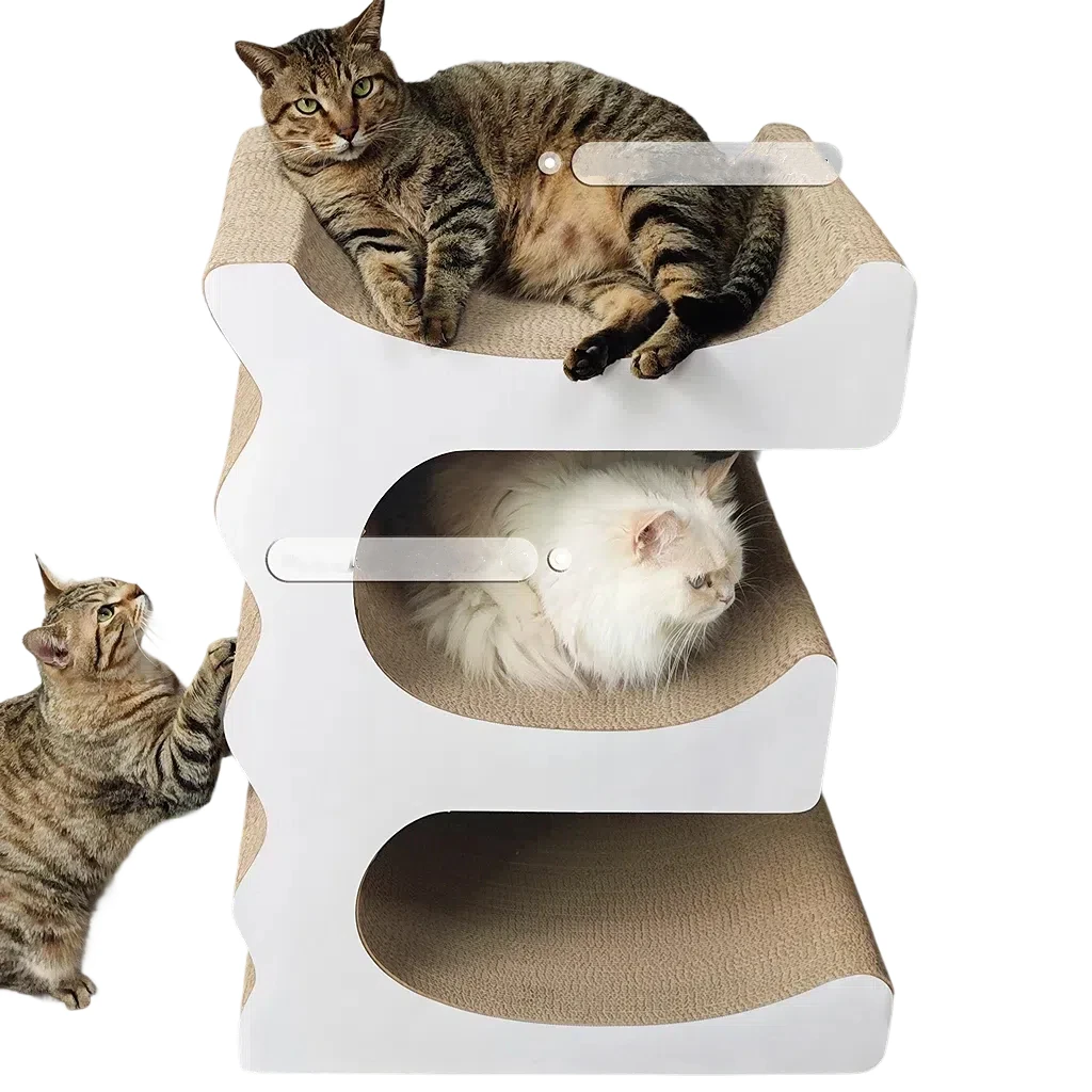 Factory Hot Selling Big-E Shape Cat Climbing Frame Large Scratcher Scratching Cat Board Encourages Jumping And Climbing