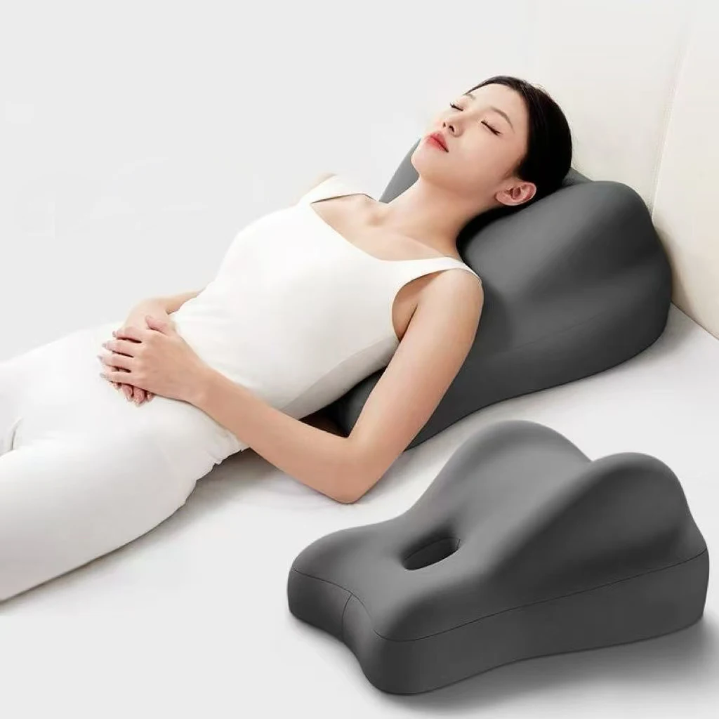 

Adult Memory Foam Ergonomic Wedge Prone Pillow Headboard for Sitting Up Back Neck Pain Relief with Face Down Blue for Massage