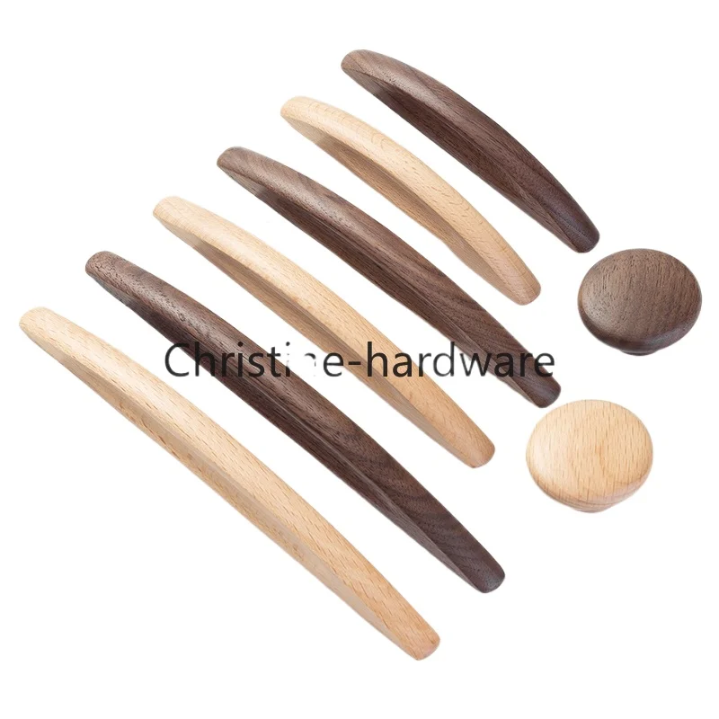 Cabinet door cabinet wardrobe solid wood handle wardrobe drawer wooden handle log simple drawer small single hole handle