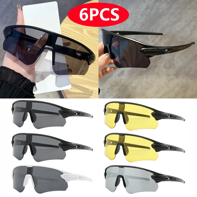 女性のための特大のアウトドアスポーツサングラス,ユニセックスサングラス,大きなフレームデザイン,シンプルなスタイル,新しいファッション,6個
