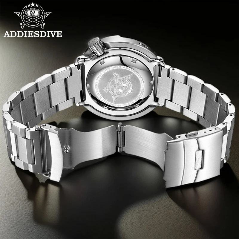 ADDIESDIVE Orologi meccanici automatici Rivestito antiriflesso Quadrante verde Zaffiro luminoso 30Bar Orologio subacqueo impermeabile NH35A
