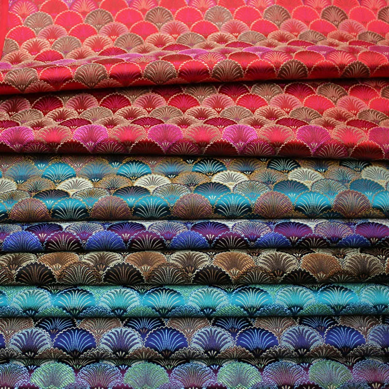 

50x75 см парчовая жаккардовая ткань с дизайном листьев гинкго, искусственный шелковый материал для Ханфу, монгольский халат, костюм Cheongsam, сделай сам