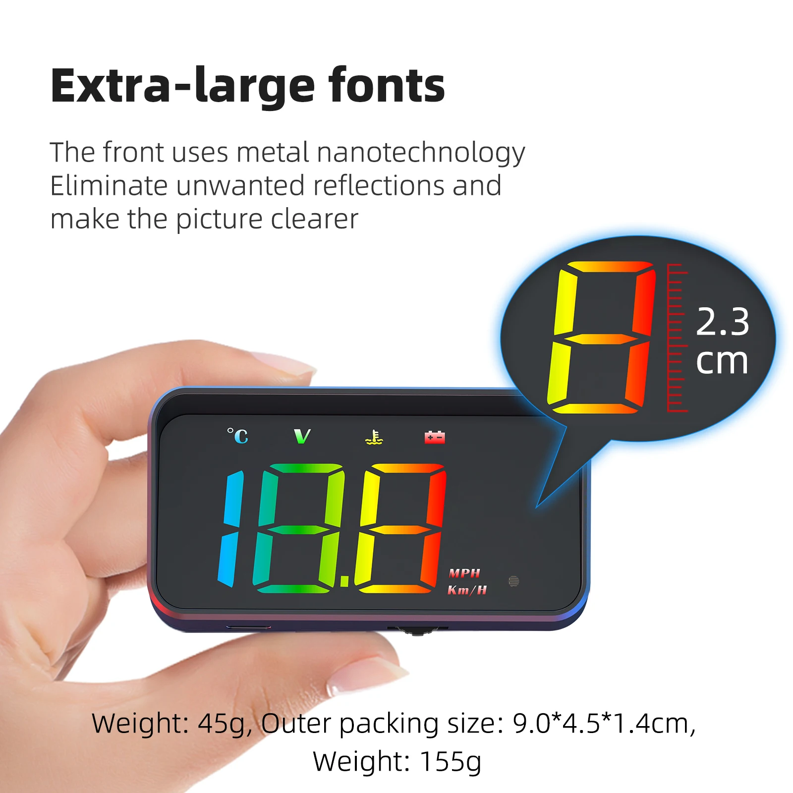 Car OBD2 HUD M4 Head Up Display Colored Numbers Speedometer Mileage Projector On Board Computer OBD Driving Computer Display