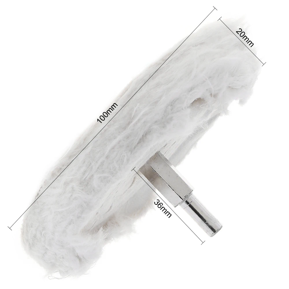 4 Inch 100mm Cylindrical White Cloth Polishing Wheel for Surface Polishing / Grinding with Diameter 6mm Shank