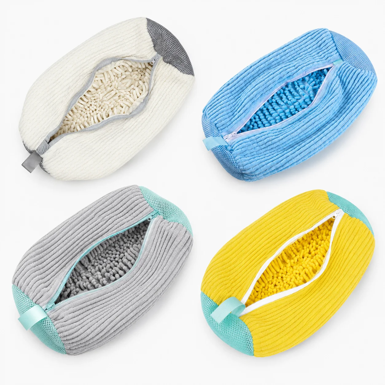 Shoe Washing Bag for Washing Machine, Zippered Laundry Pouch with Interior Cleaning Fibers for Sneakers and Casual Shoes