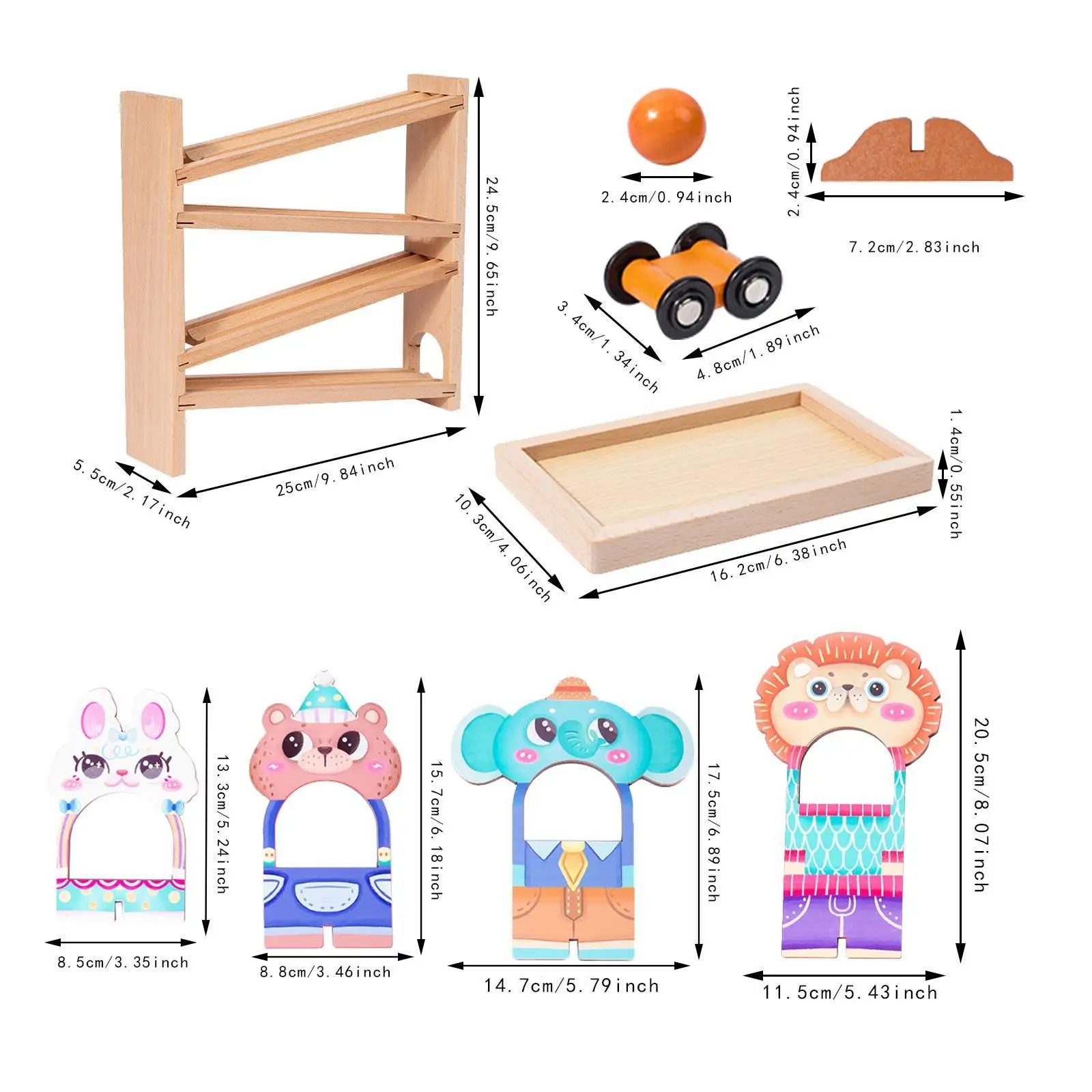 ไม้ Race Track, Montessori Track Ball Drop ของเล่น, การพัฒนามอเตอร์ทักษะไม้ Car Ramp สําหรับ 1 2 ปีเด็ก