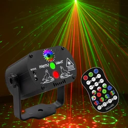 Led Laser Lights,DJ Disco Stage Party Sound Activated RGB Led Projector Time Function With Remote Control for Xmas Decorations