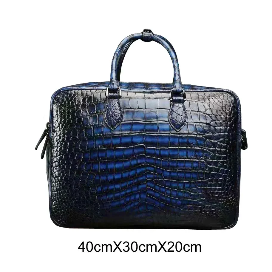 yingshang new arrival male handbag Travel business trip crocodile bag brush blue big size bag male briefcase