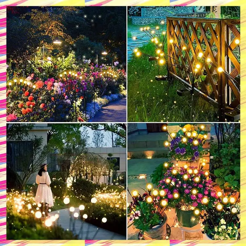 

Solar Garden Lights Upgraded 8LED Firefly Lights Solar Outdoor Waterproof, Swaying Lights Decoration, Warm White 2PCS