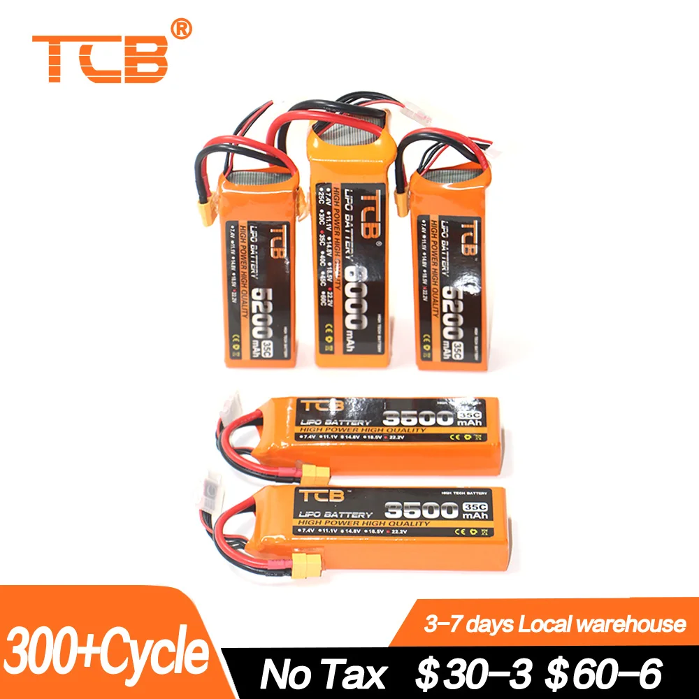 

New TCB RC Lipo Battery 2PCS 22.2V 6S 3300mah 4500mah 5200mah 6200mah 6500mah T Deans XT60 XT90 EC5 EC3 RC Parts