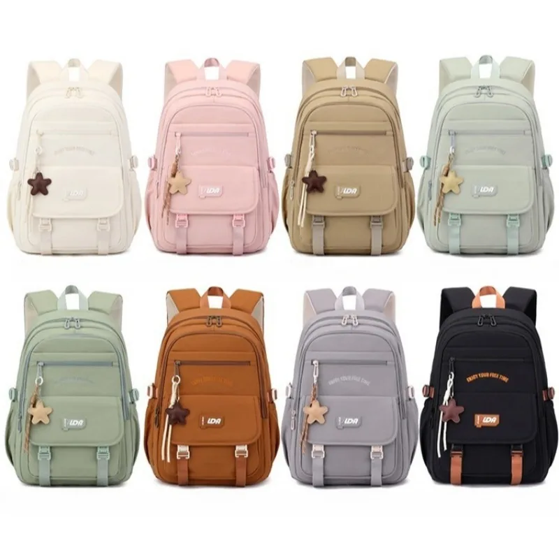 Middle School Student School Bag Young Girl Cute Backpack Solid Casual Daypack Large Durable Book Bag Waterproof Travel Rucksack