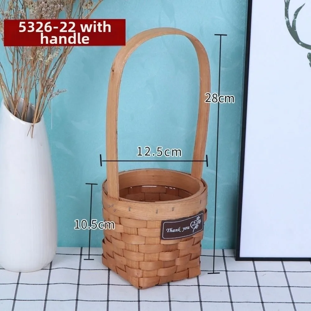 with Handle Imitation Rattan Handhold Household 8 Colors Braid Storage Baskets Handwoven Willow Weaving Flower Basket
