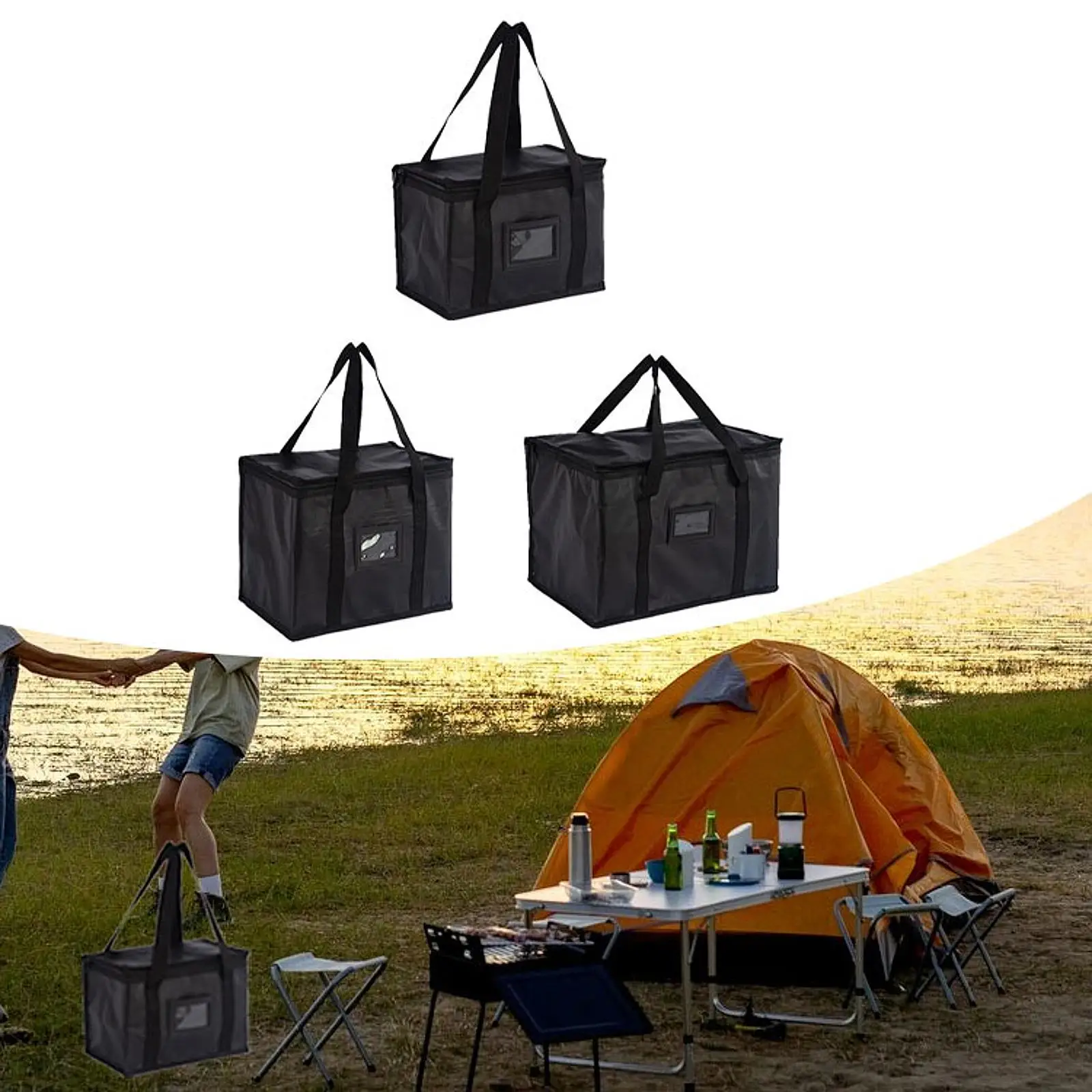 

Большая изолированная сумка-холодильник, сумка для кемпингового снаряжения, складная сумка для доставки еды