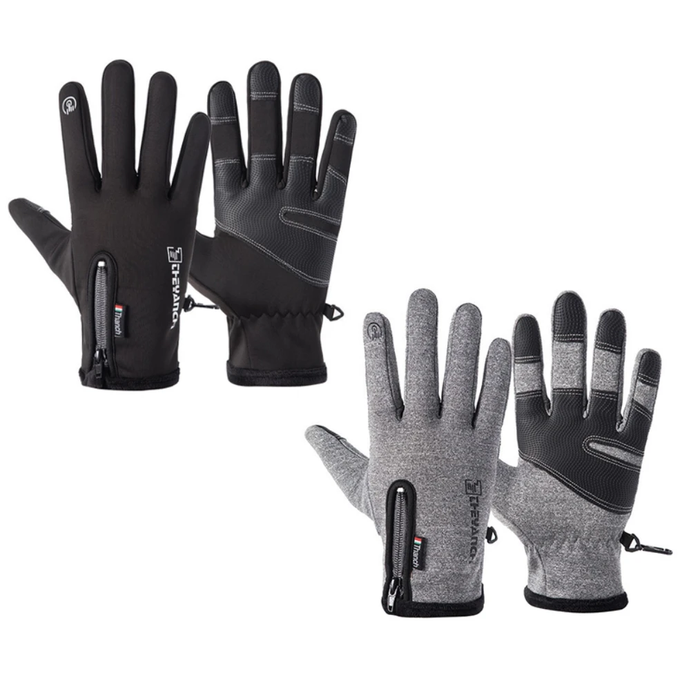 Men Women Winter Gloves Anti-slip Design Durable Thermal Fleece Comfortable Touch Screen Cycling Gloves