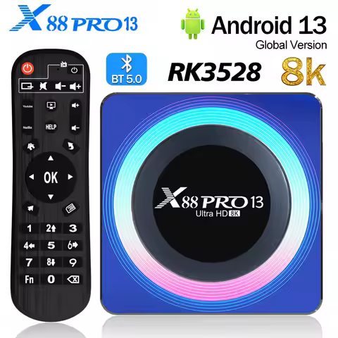 X88 Pro 13 Android 13 Smart TV BOX RK3528 4GB64GB 2.4G&amp;5G Dual Wifi 8K HD Wifi6 BT5.0 Set Top Box Media Player 2GB16GB 4GB32GB