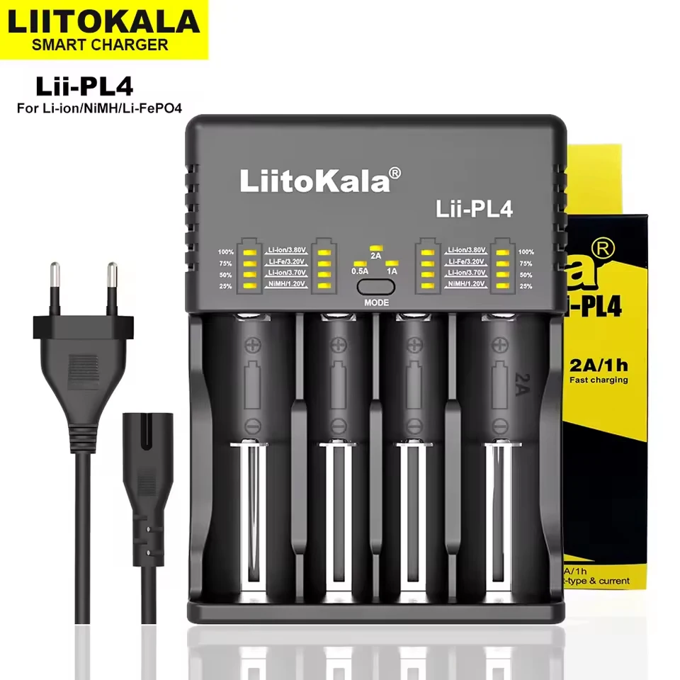 Liitokala Lii-PL4 for 3.7V 18650 18350 18500 21700 20700B 20700 14500 26650 1.2V AA AAA NiMH Lithium-Battery Charger