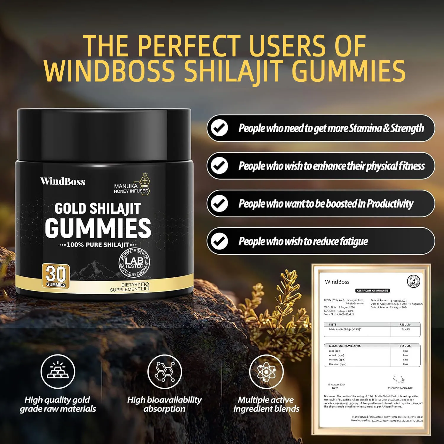 1 bottle of Himalayan Shilajit gummies to supplement nutrition and improve cardiovascular health