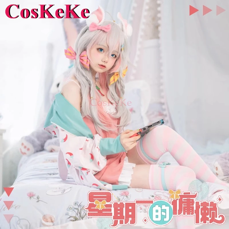 أزياء CosKeKe Kagura Nana التأثيرية أنيمي VTuber كسول الاثنين ملابس ترفيهية جميلة وجميلة ملابس لعب الأدوار والحفلات الجديدة