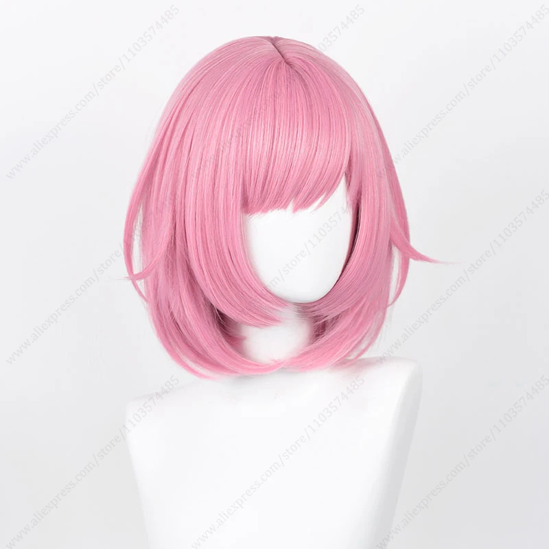 Ootori Emu Cosplay Wig 34cm Short Dark Pink Heat Resistant Perucas Synthetic Hair