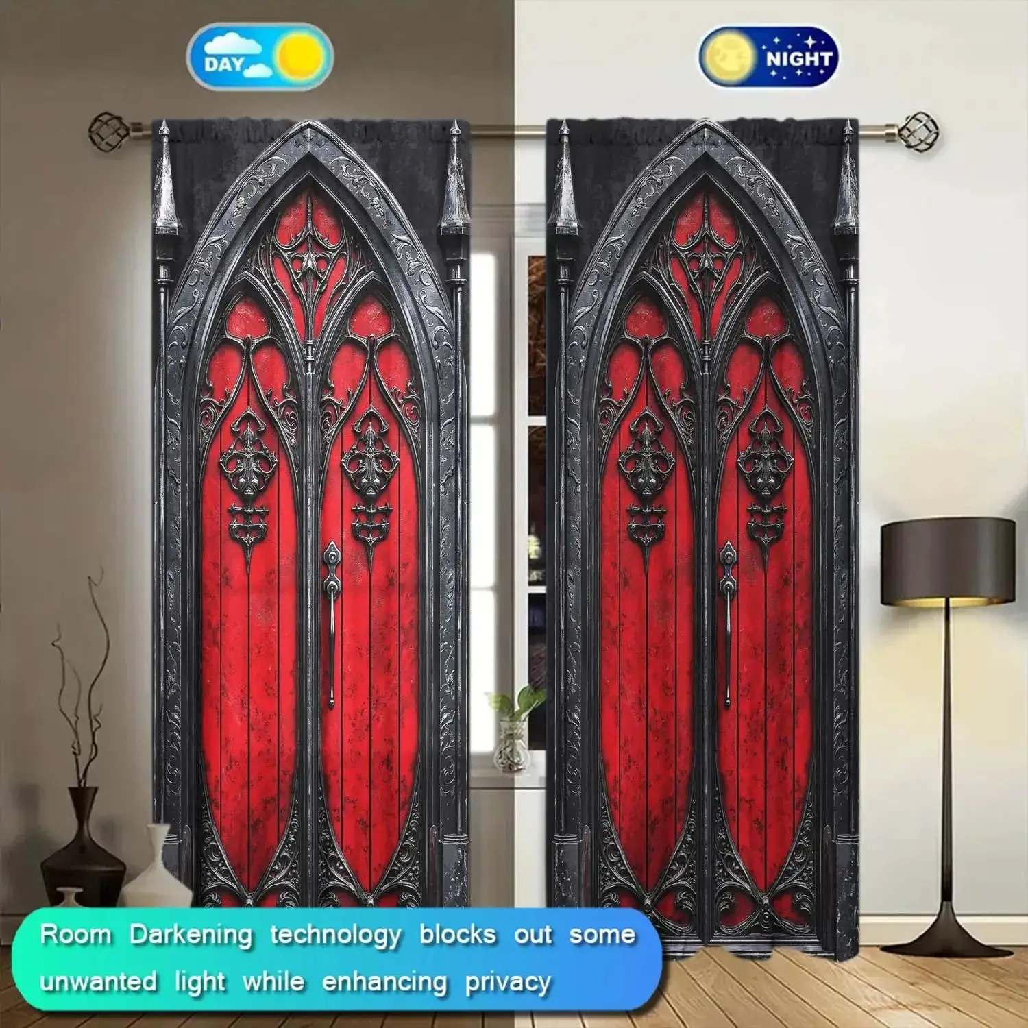VIKAMA 2 Sets Of Strange Decorative Curtains, Bedroom And Living Room Wizard Decorative Curtains, Home Decoration