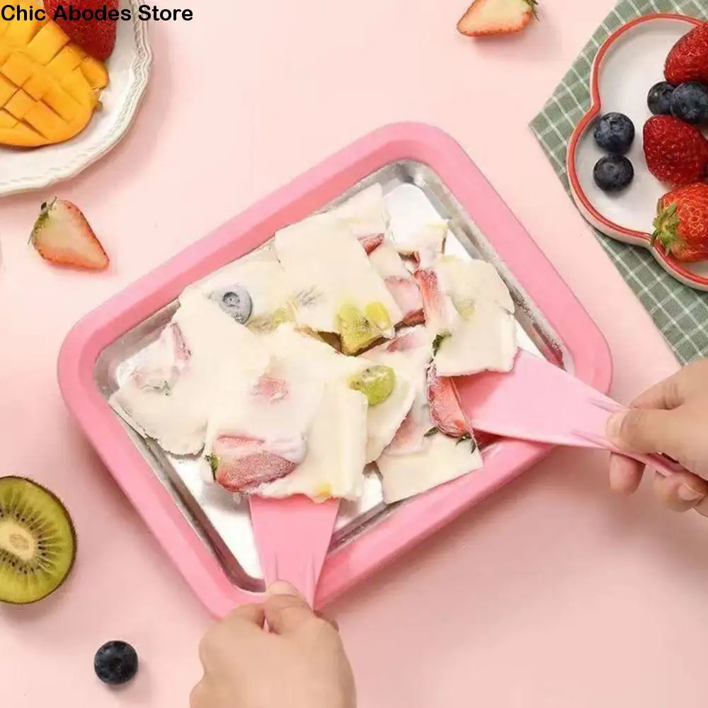 

Домашняя машина для приготовления рулетов для мороженого из нержавеющей стали 304 с лопатой, глубокая замораживающая йогуртница, прямоугольная машина для приготовления сорбета для детей