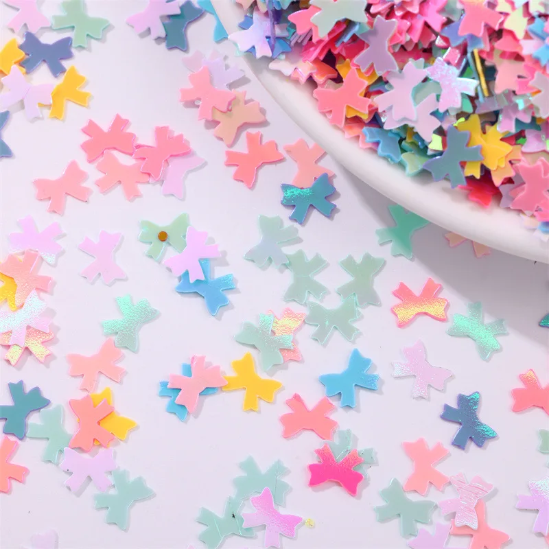 500g 6×8mm Macaron Bow Sequins - Glitter Flakes for Nail Art, Slime & Liquid Sand Fillers, DIY Manicure Decoration Accessories