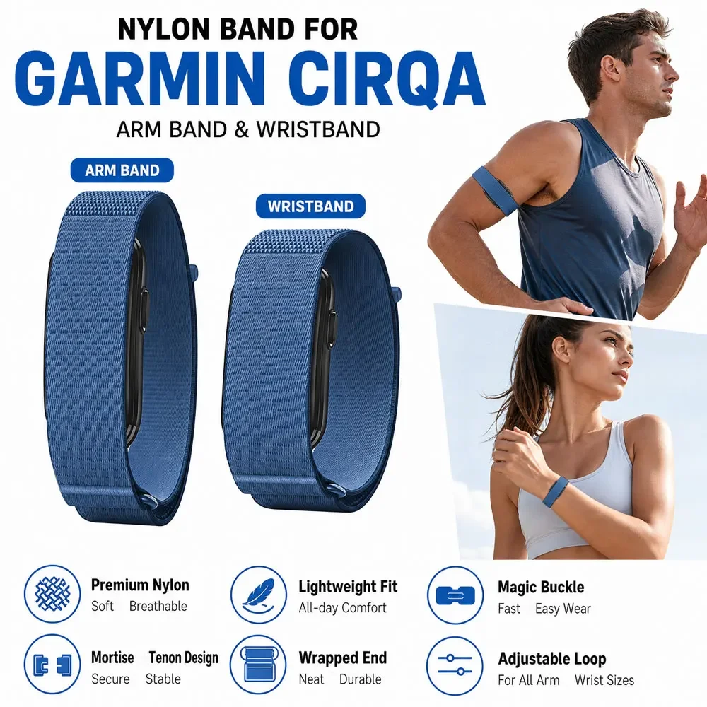 Integrated Lightweight Nylon Armband Wristband for Garmin Cirqa Smart Band  Breathable Replacement Accessories for Garmin Cirqa