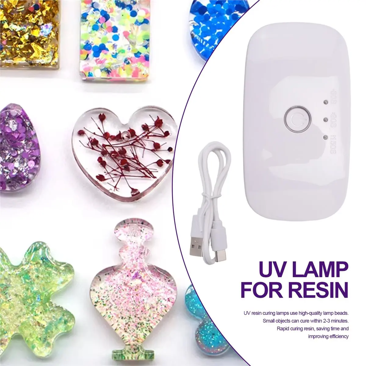 DT38 Resin UV Lamp - Portable UV Resin Lamp, UV Resin Fast Curing, Used for Resin Jewelry Making, Resin Mold Curing