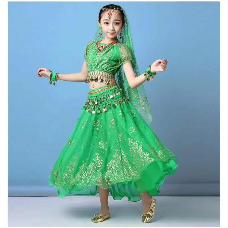 

4pcs/set New Kids Belly Dance Costume Set Oriental Indian Dancing Costumes Halloween Wear Carnival Sets