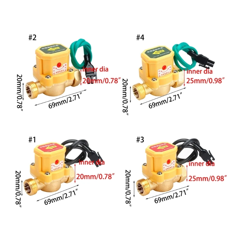 G1/2 to G1/2/G3/4 to G1/2 Thread Connector Circulation Pump Automatic Water Flow Sensor Switch Easy Installation Durable