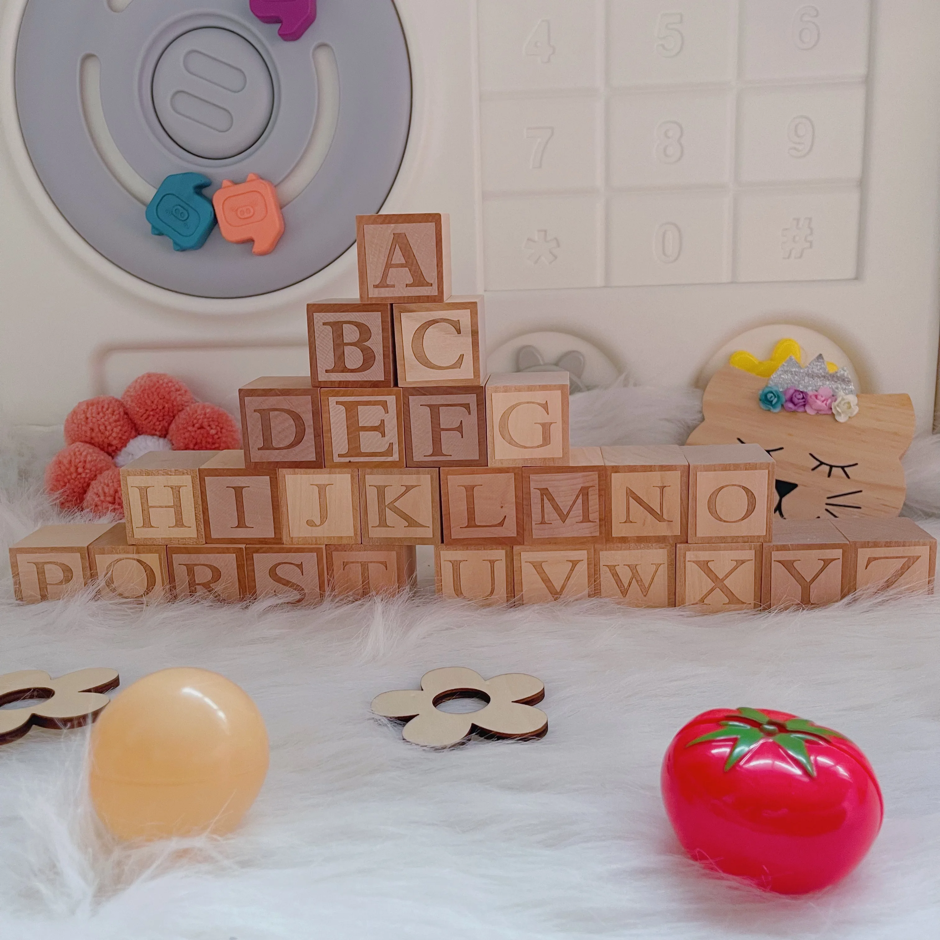 Ns Nordic Style Three-Dimensional Wooden Block Ornaments with 26 English Letters, Can Be Combined to Form Names, Home Crafts Ornaments, Wedding Photography Props