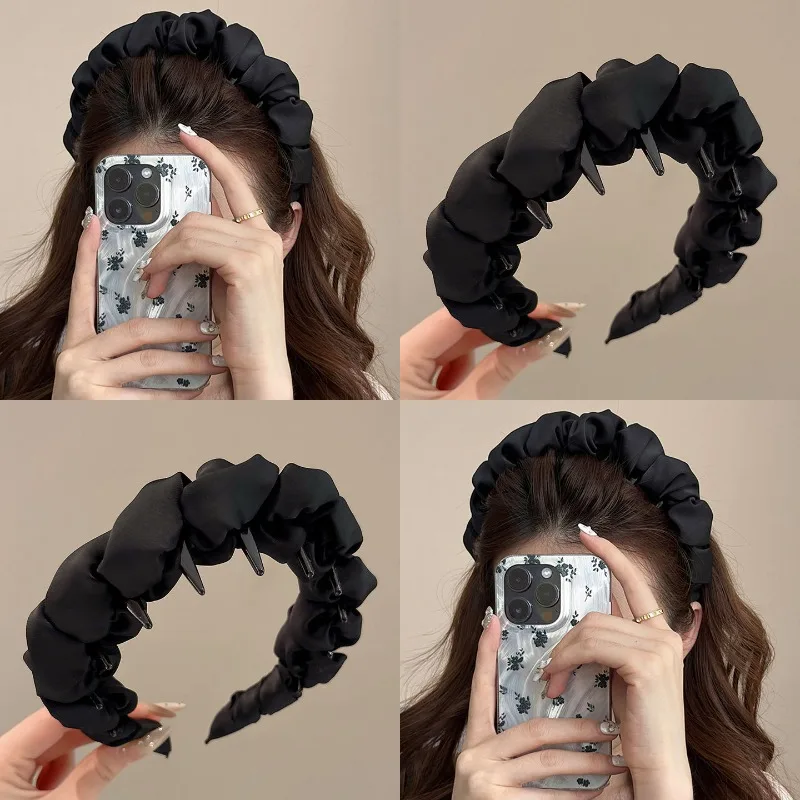 

Fashion Wide Padded Headband for Women 2026 New Forehead Band for Voluminous Hair Style Black Non-Slip Everyday Hair Accessory