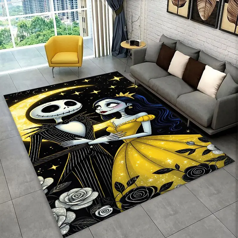 HD Cartoon N-Nightmare Before Christmas Jack Halloween Carpet Rug for Playroom Bedroom Living Room Sofa,Game Area Rug Non-slip