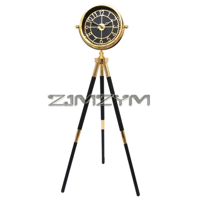 Three-Legged Floor Clock Luxury Living Room Decoration Retro Electroplated Gear Table Clock Silent and Precise Home Decorations