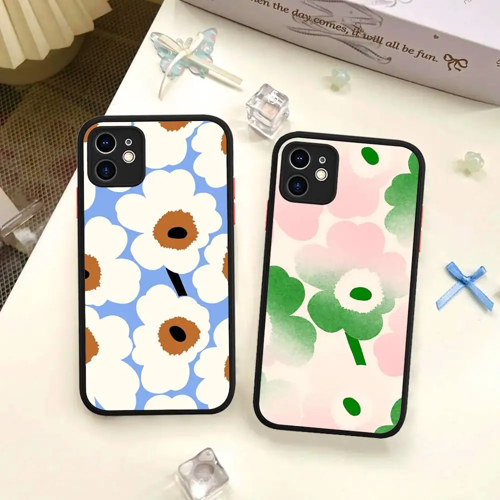 Funda para Teléfono Marimekko-U-Unikko con Diseño de Flores para iPhone 16 15 14 13 12 11 Pro Max 7 8 6 6s Plus, Acabado Mate