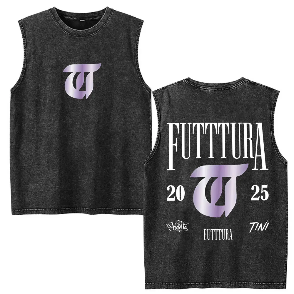 

Singer TINI STOESSEL Futtura Tour Album 2025 Футболка Мужчины Женщины Винтаж Washed Tank Футболки Хип-Хоп Негабаритная Хлопковая Футболка Y2K