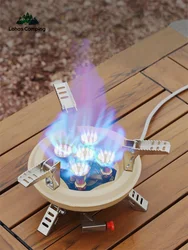 Réchaud à gaz de camping Lohamping IGT, portable, 16000W, propane, butane, bureau pliant, cinq têtes, Eva IGT, table