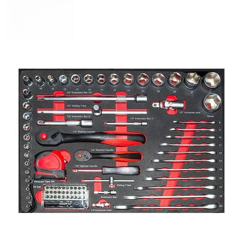 130-Piece Aluminum Hand Tool Kit Carbon Steel Sockets Wrenches Set for Home Garden Repair Bit Hard Case Box Set