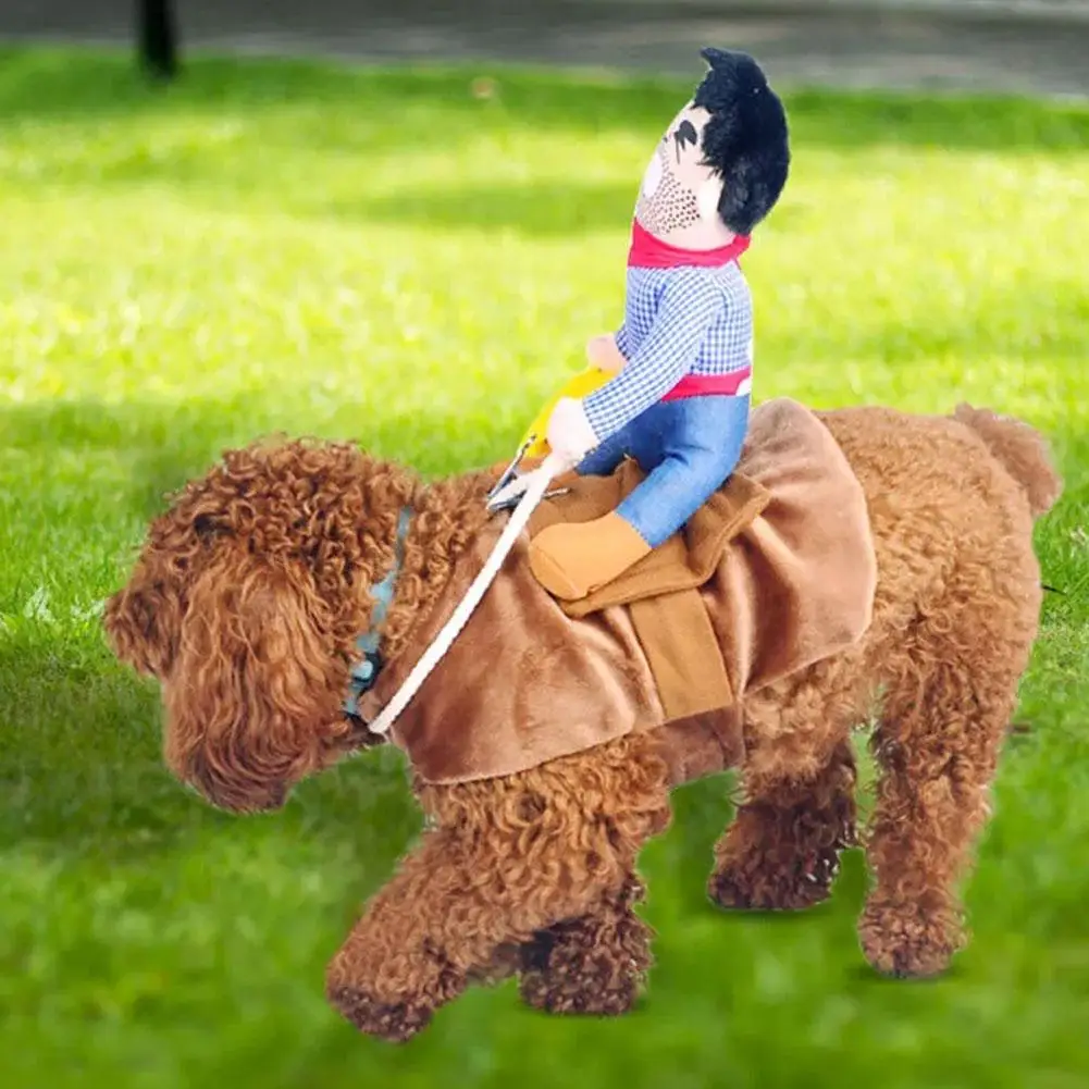 Costume d'Halloween pour Animal de Compagnie, Vêtements Amusants pour Chien Cowboy Rider, Fournitures de Costume de ixG3r9