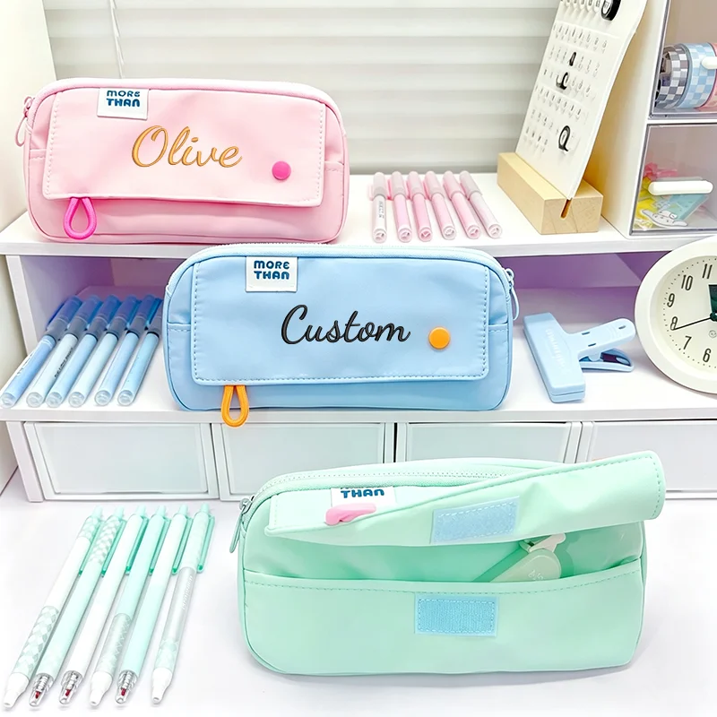Maßgeschneiderte Stickerei/Standard-Stil 2 Optionen, trendiges Flip-Top-Federmäppchen, praktische Clutch-Tasche, Aufbewahrungstasche, perfektes Geschenk! – Detail 1