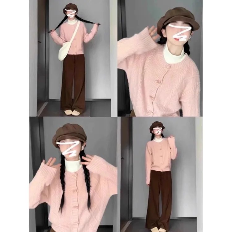 

Милый розовый вязаный свитер Jaet, женский ранний весенний мягкий уютный кардиган Initial Relationip Sle Long Sve round Ne Open Cardigan