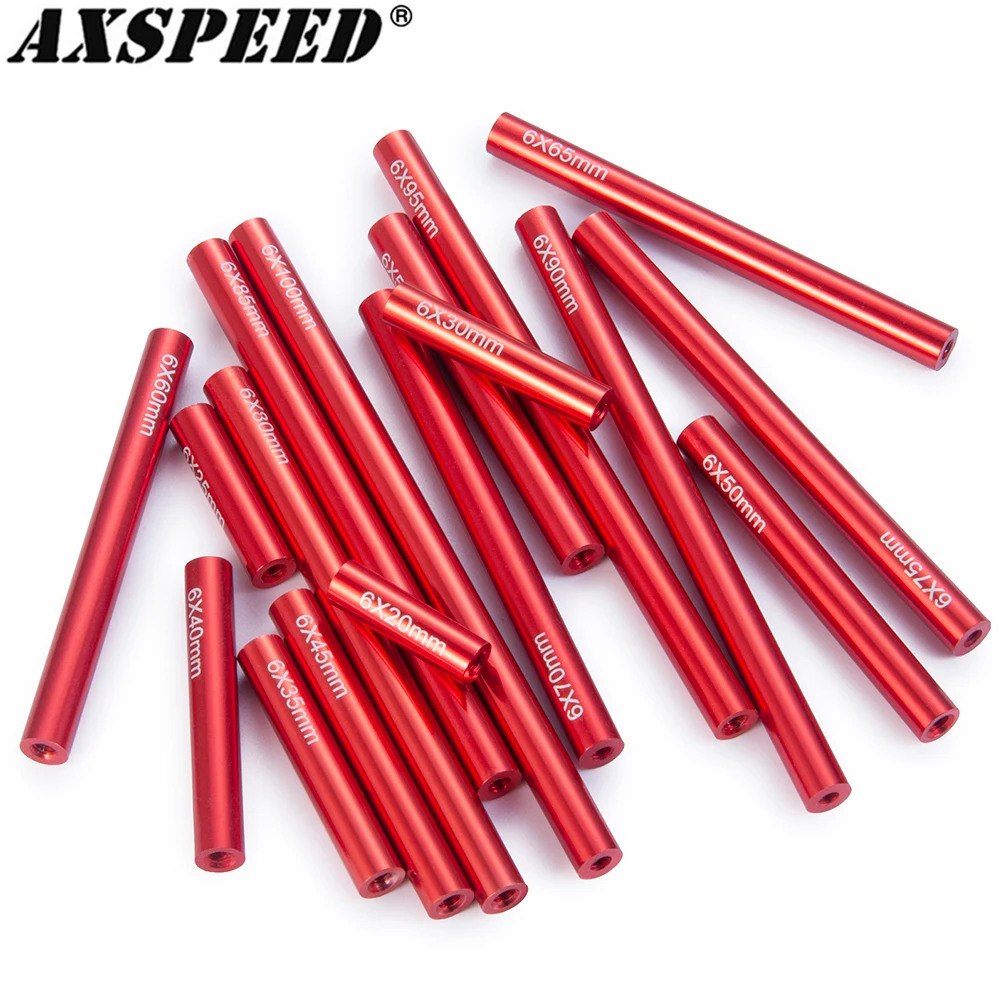 AXSPEED 2PCS Aluminum Alloy Link Rod Red Linkage 20-105mm for 1/10 RC Crawler Axial SCX10 F350 D90 D10 TRX4 TRX6 Upgrade Parts