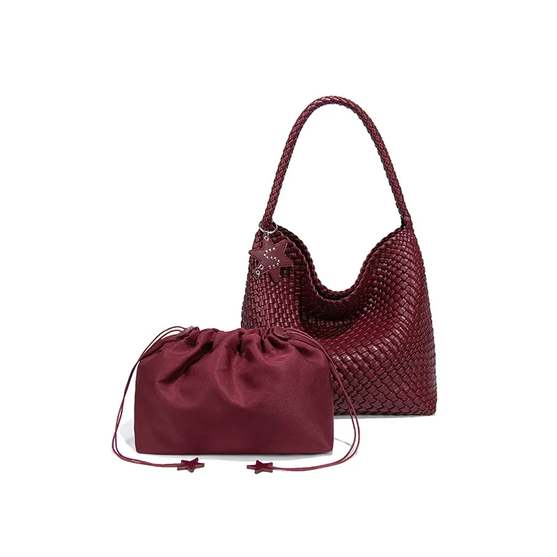 NewModel Same Style as Medium Size Purely Handmade Woven Bag Tote Bag Women's High-End Handbag Shoulder Bag Large Capacity ﻿