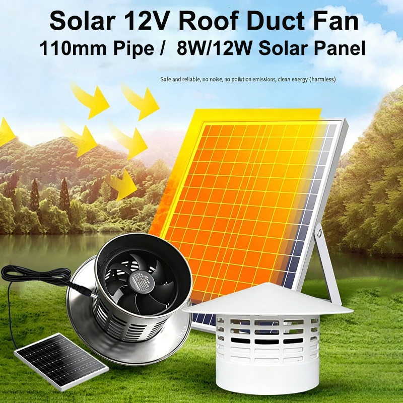 ventilateur-de-toit-solaire-12v-en-acier-inoxydable-304-avec-capot-de-cheminee-et-panneau-solaire-12w-tuyau-de-110-mm-puissant-extracteur-d'air-domestique