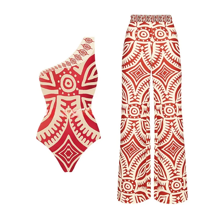 

Новинка 2023, цельный купальник с принтом в национальном стиле, женский комплект, купальные костюмы с фиксированной накладкой на грудь, купальник для серфинга