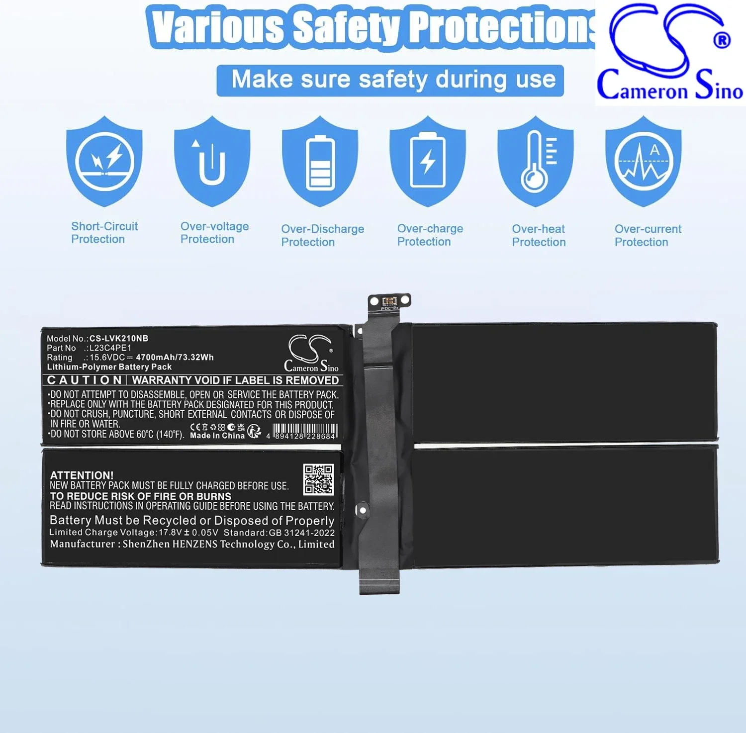 Replacement 15.6V 4700mAh Battery for Lenovo ThinkBook 13x Gen 4 IMH (21KR) L23B4PE1 L23C4PE1 21KR000AJP 21KR000GJP 21KR000LLT